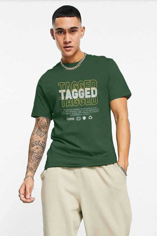 Polo Republica Men's Tagged Printed Crew Neck Tee Shirt