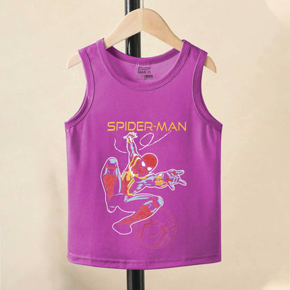 Junior Boy's Spiderman Printed Tank Top Girl's Tee Shirt SZK Purple 3-6 Months 