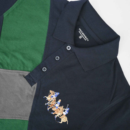 Polo Republica Men's Triple Pony & 5 Contrast Panels Style Polo Shirt Men's Polo Shirt Polo Republica 