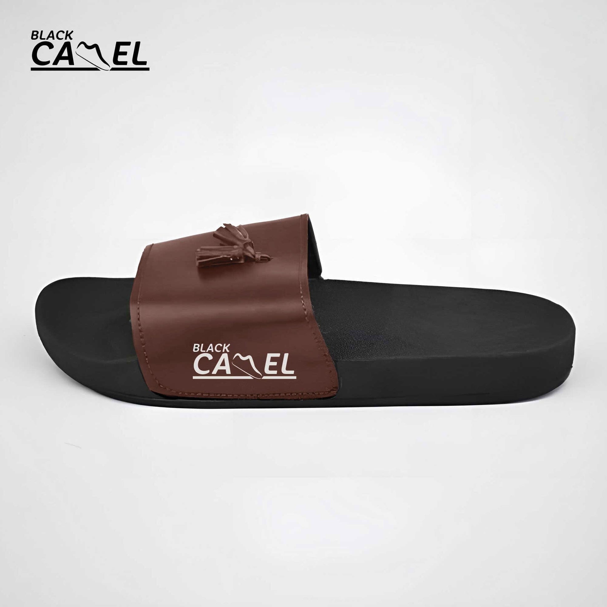 Black Camel Men's Tassel Design Slides