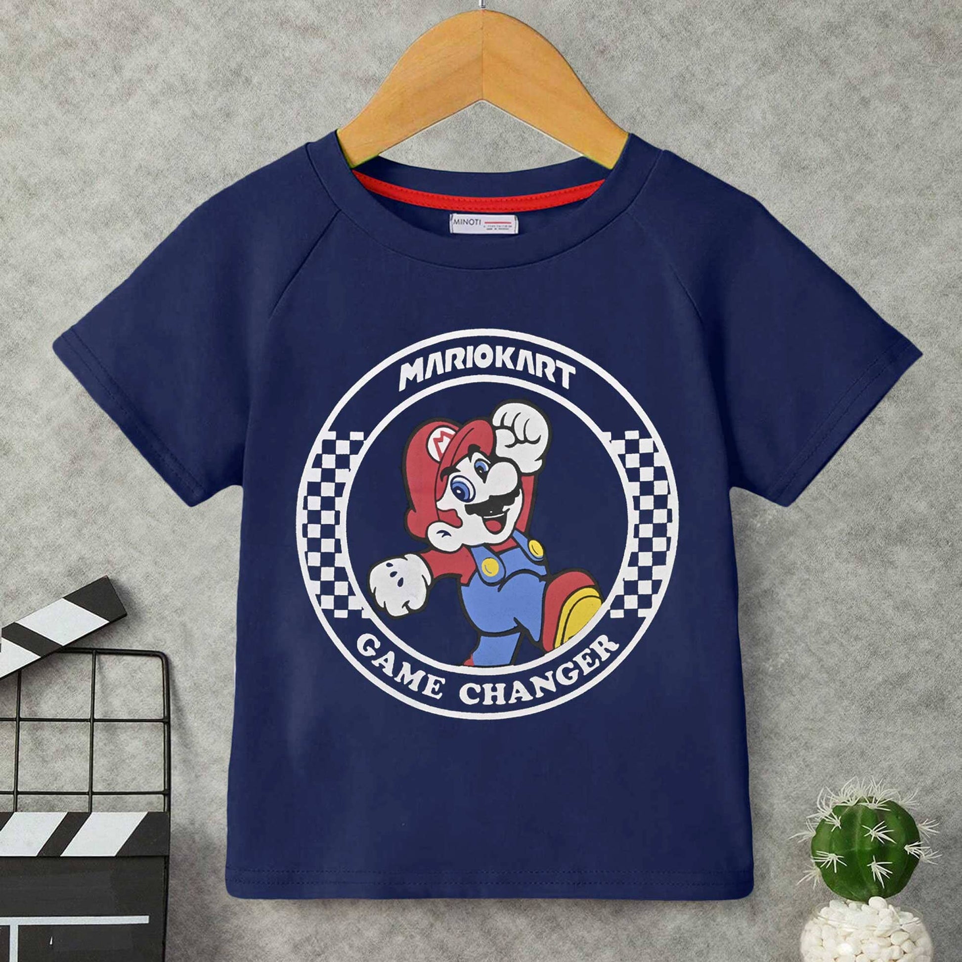 Minoti Kid's Mariokart Printed Tee Shirt Boy's Tee Shirt SZK Blue 3-4 Years 