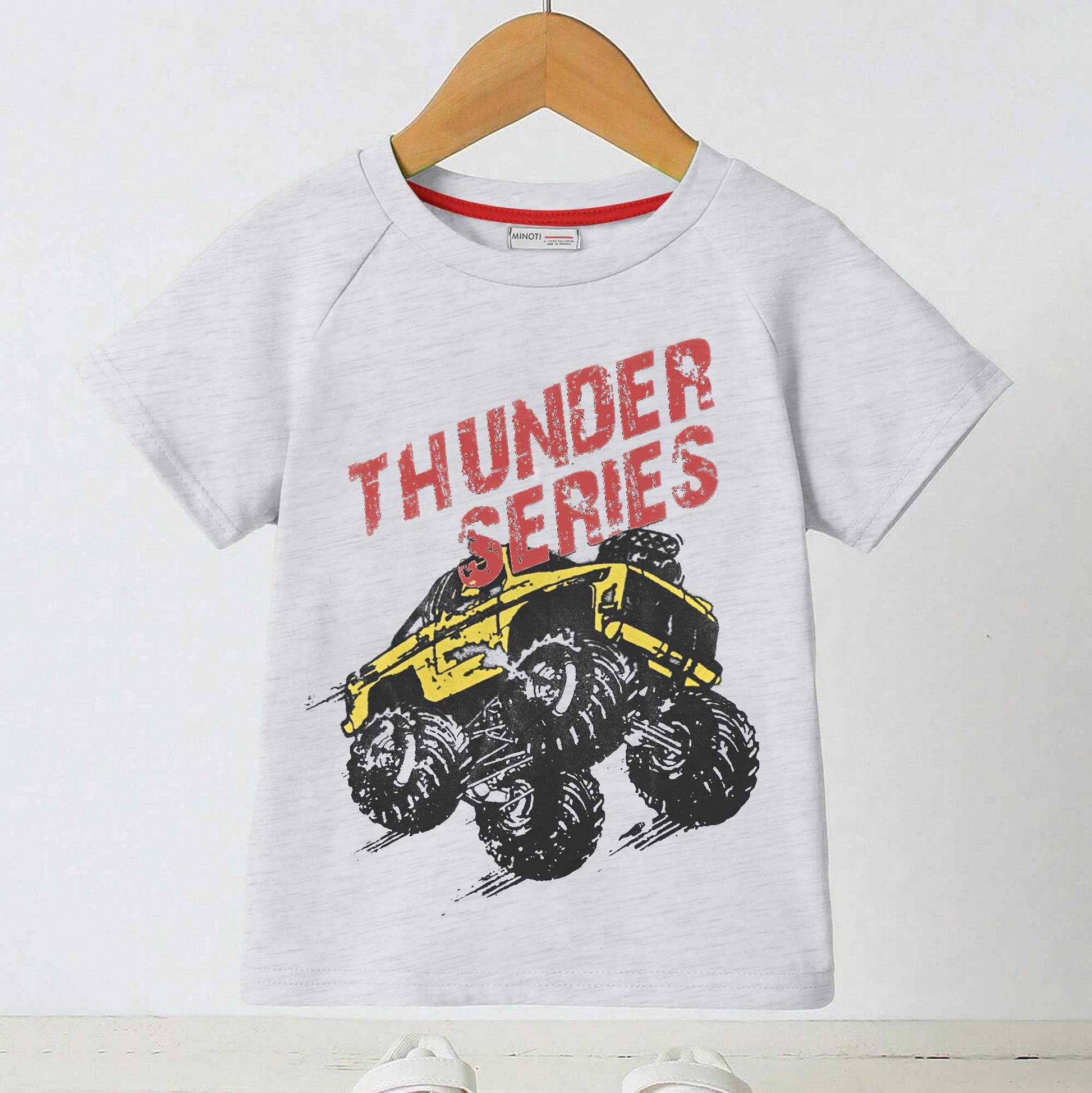Minoti Kid's Thunder Series Printed Tee Shirt Boy's Tee Shirt SZK Cool Grey 3-4 Years 