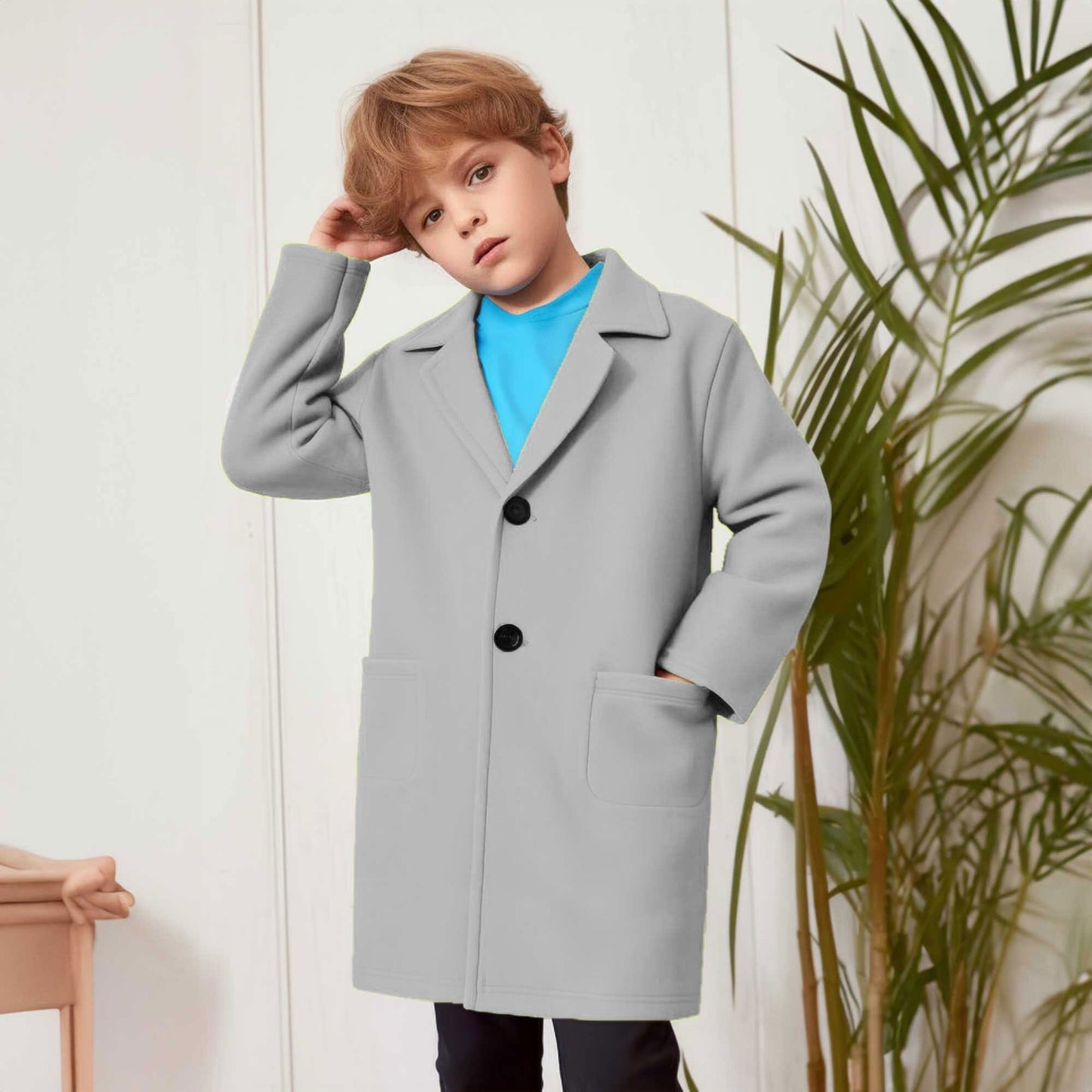 Polo Republica Kid's Winter Fleece Long Coat Boy's Jacket Polo Republica Stealth Grey 2-3 Years 