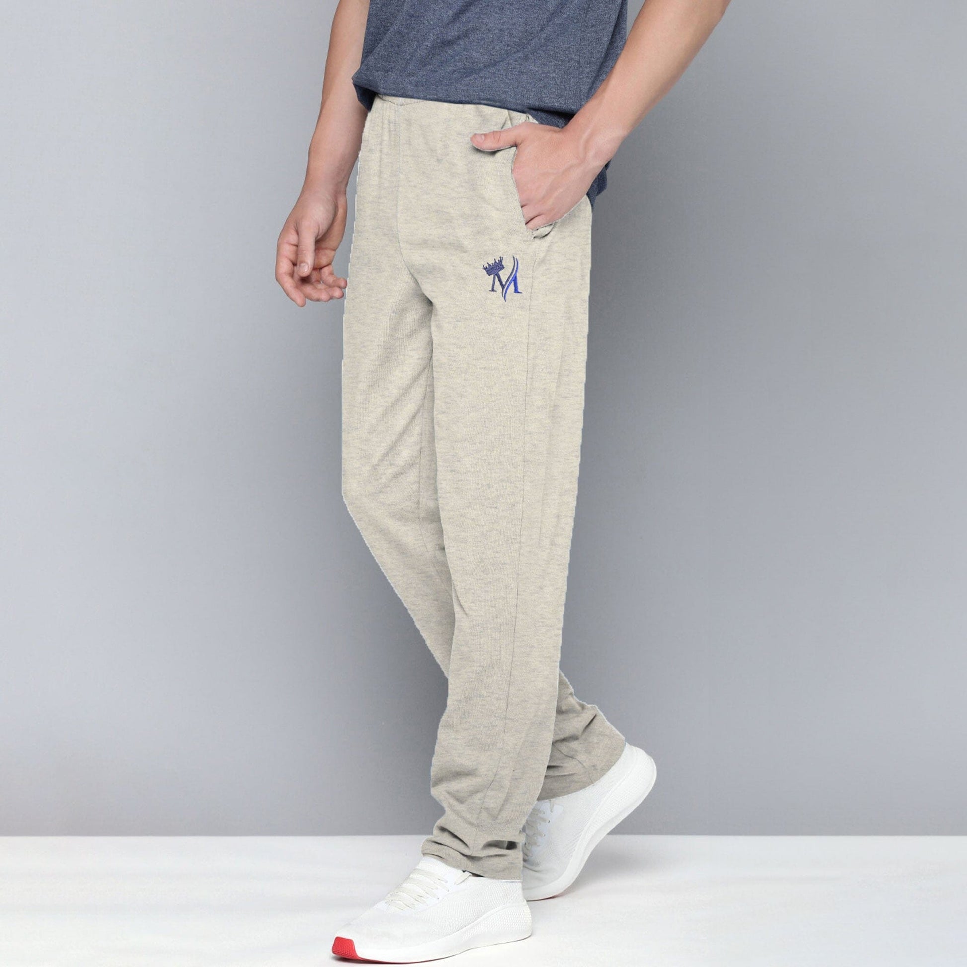 MAX 21 Men's Crown Embroidered Fleece Trousers Men's Trousers SZK Oatmeal S 