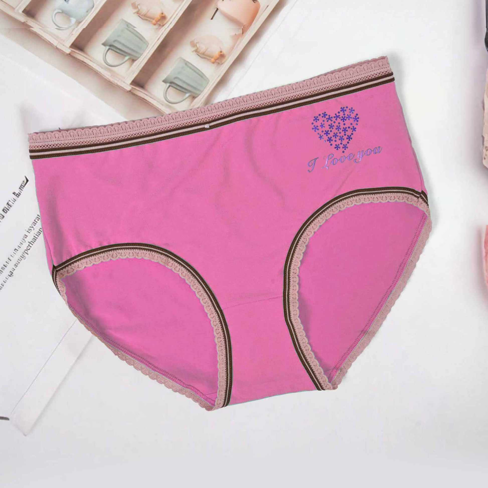 Fashion Women's Heart Printed Lace Design Underwear