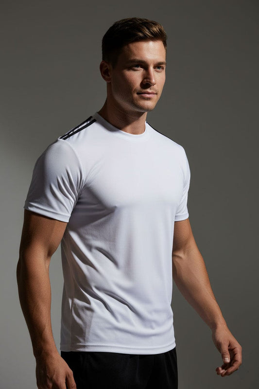 Men's Shoulder Striped Activewear Minor Fault Tee Shirt