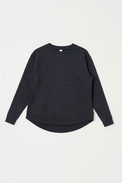 L.A.T Women's Leopard High Low Hem Premium Sweatshirt