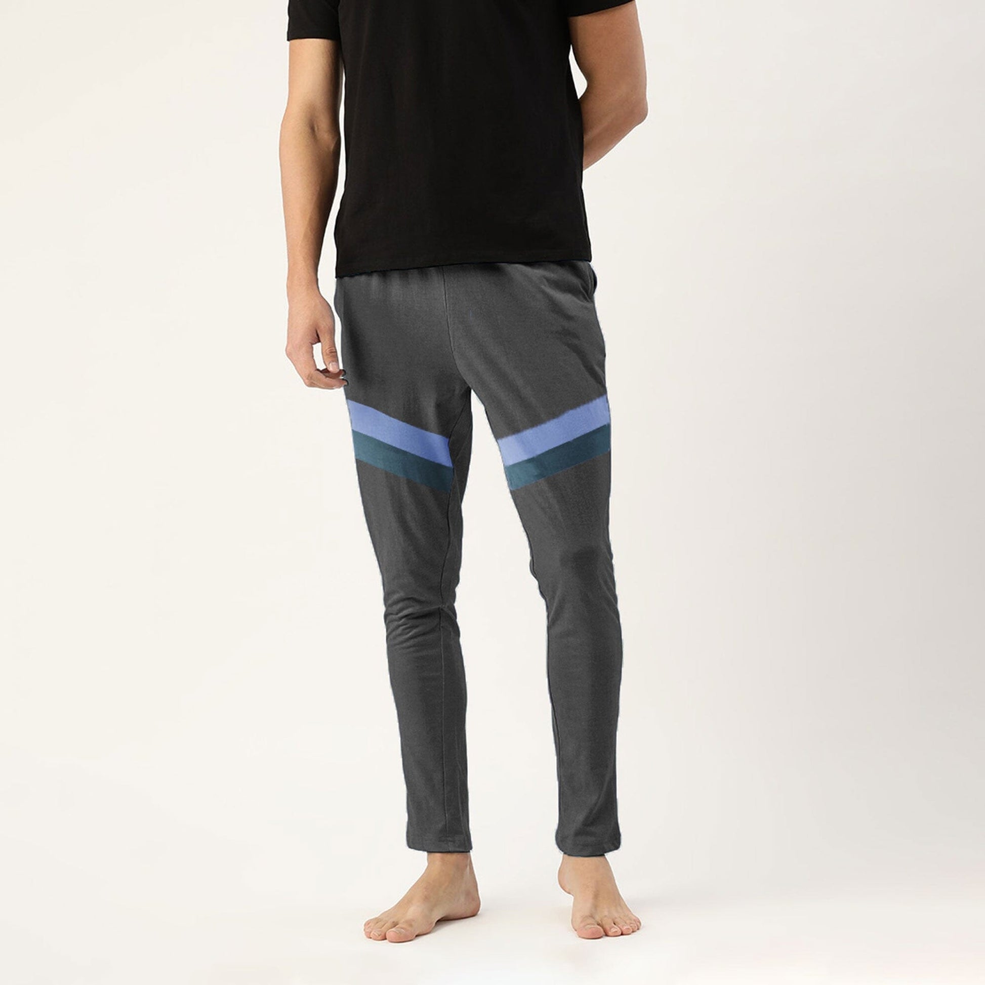 MAX 21 Men's Contrast Design Loungewear Comfortable Trousers Men's Trousers SZK Smog black M 