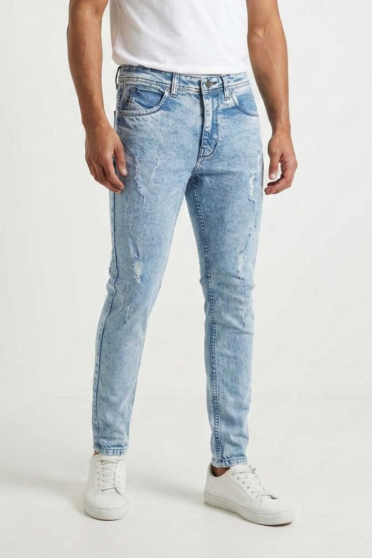 DNM Men's Distressed Slim Fit Denim