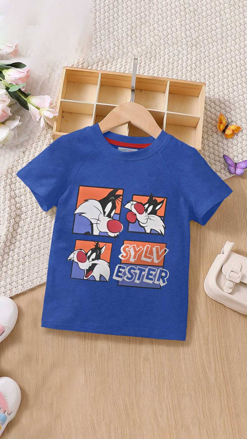 Minoti Kid's Sylv Ester Printed Tee Shirt Boy's Tee Shirt SZK Blue 3-4 Years 