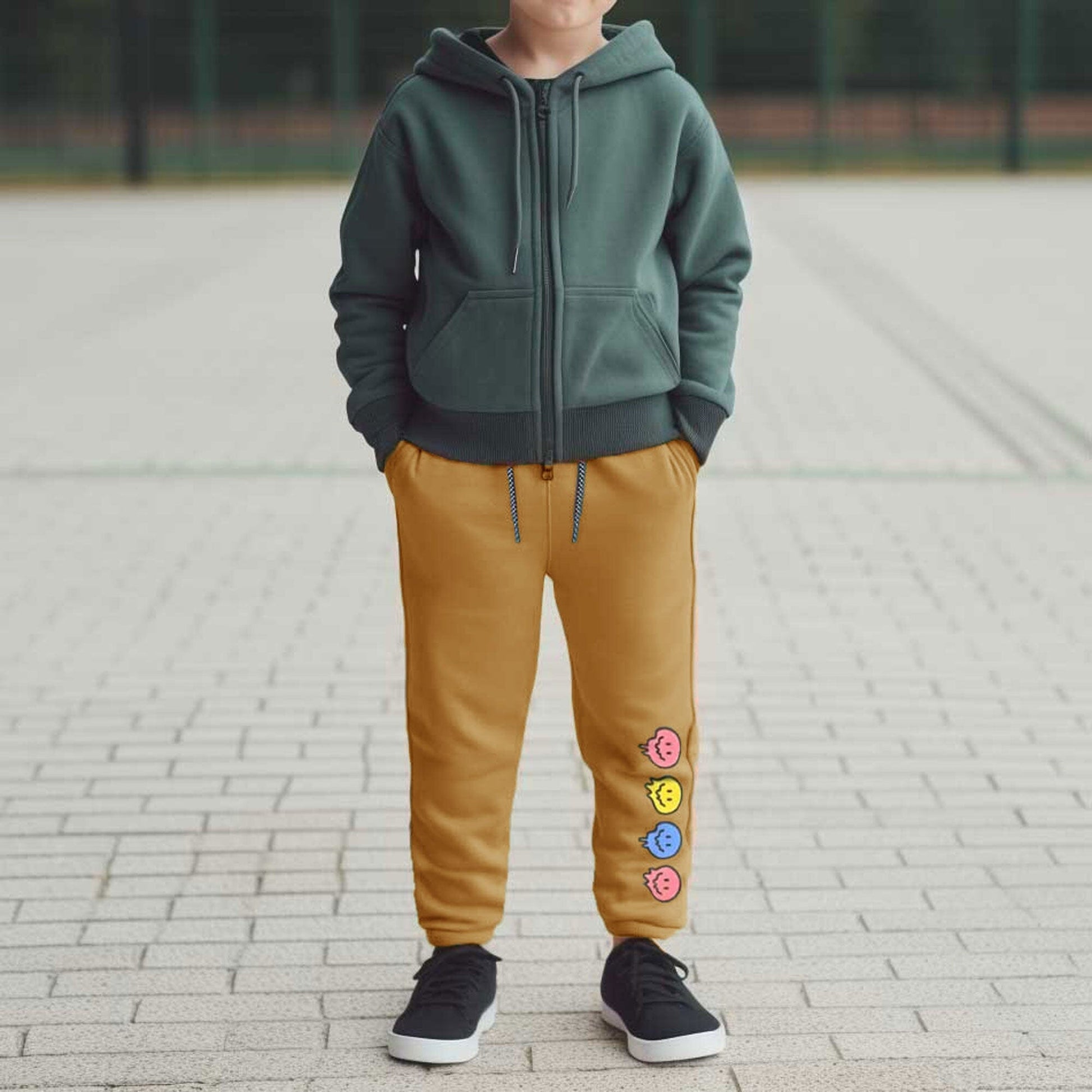 Max 21 Kid's Printed Design Fleece Trousers Boy's Trousers SZK Mustard 3-4 Years 