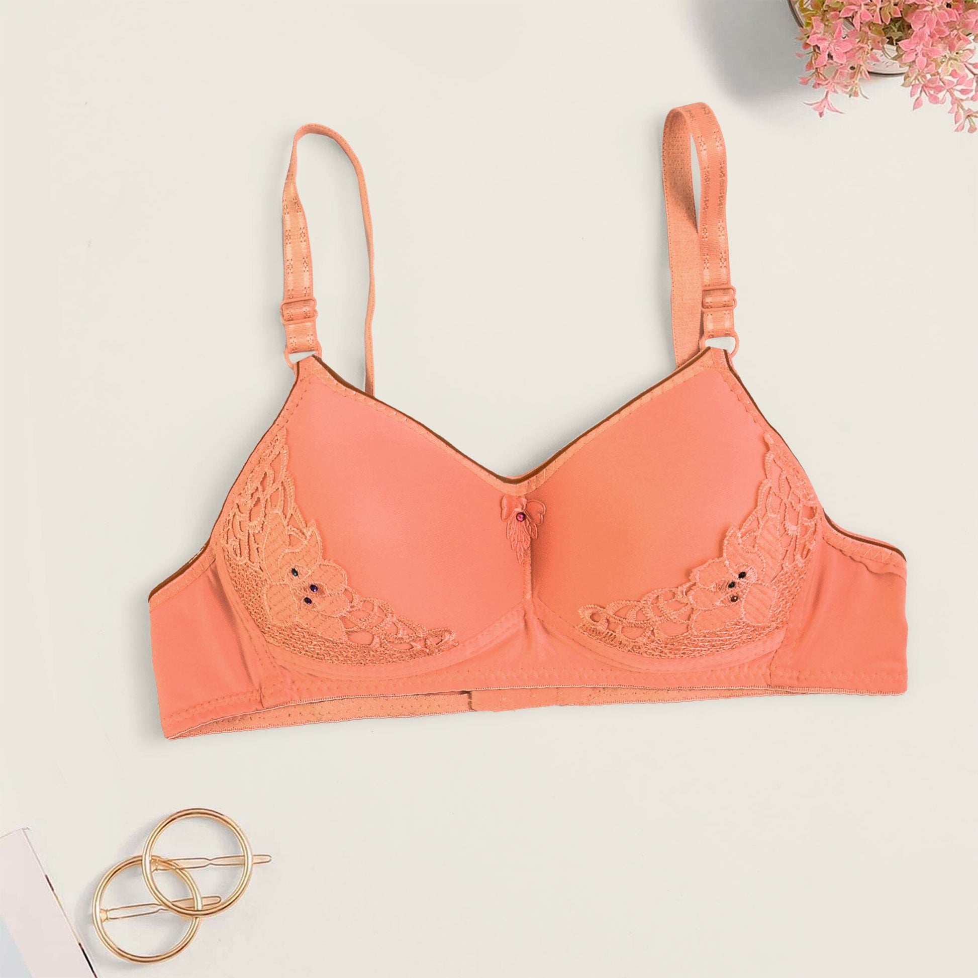 Women's Floral Lace Design Stretched Padded Bra
