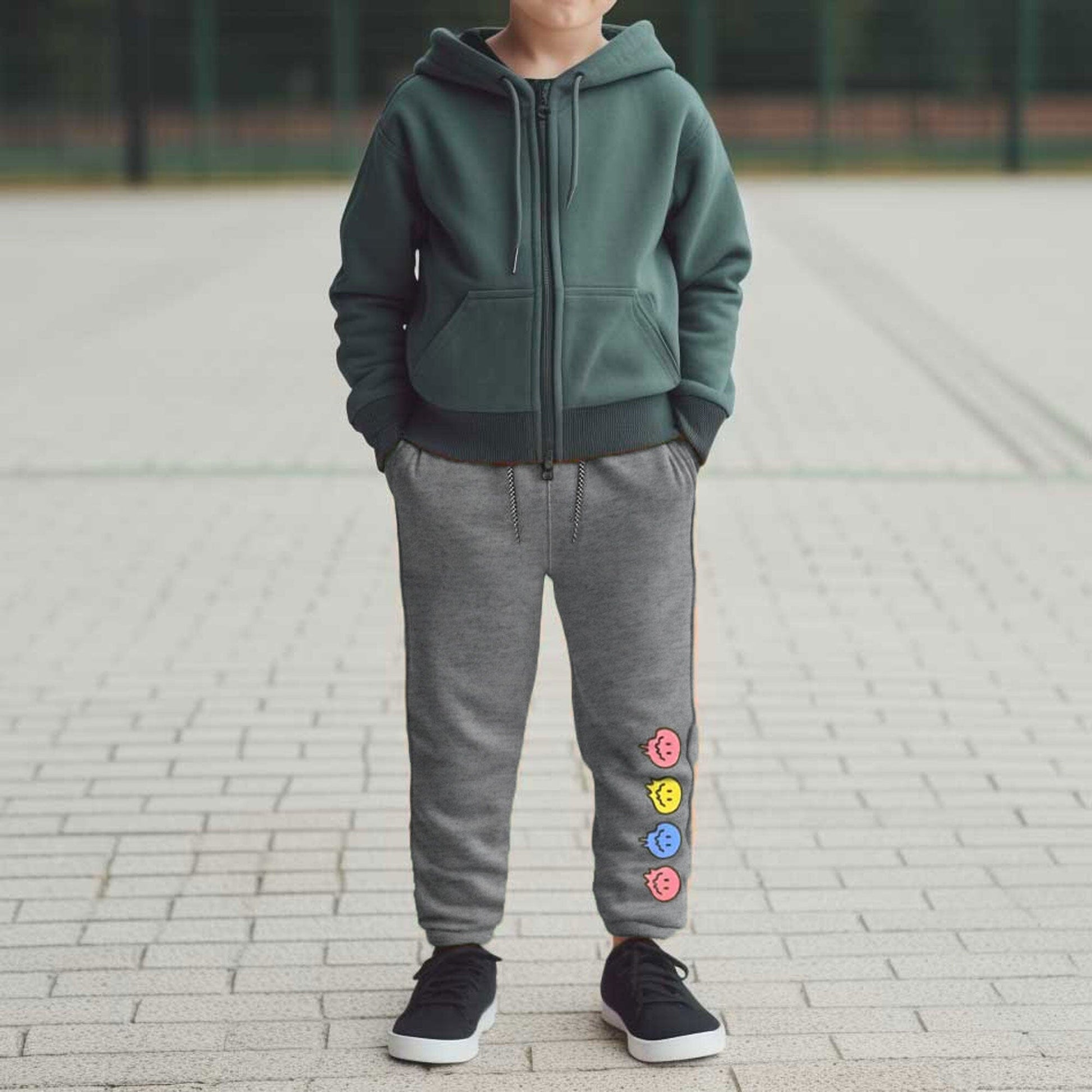 Max 21 Kid's Printed Design Fleece Trousers Boy's Trousers SZK Heather Grey 3-4 Years 