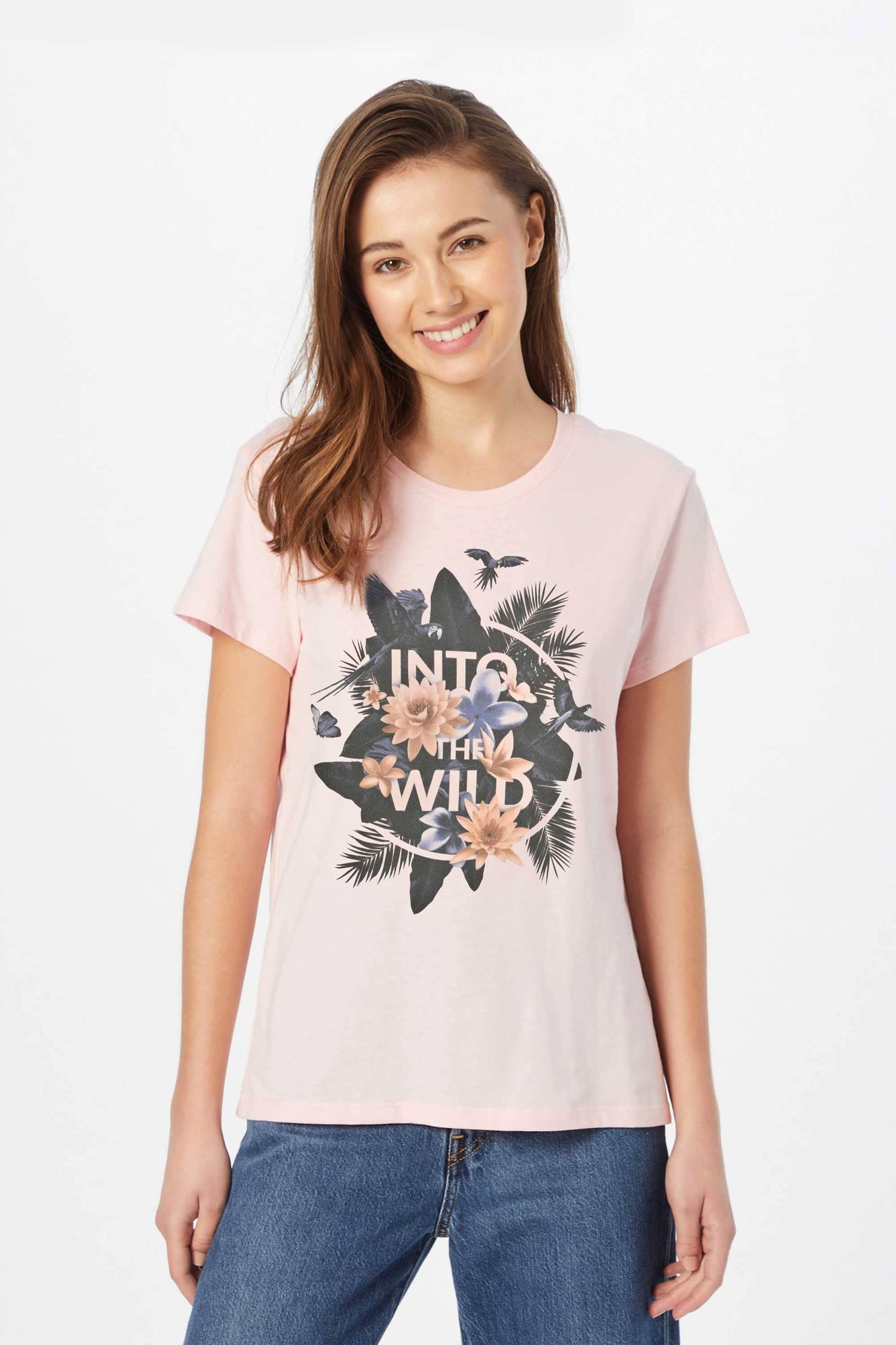 Madamadam Women's Into The Wild Printed Short Sleeve Tee Shirt