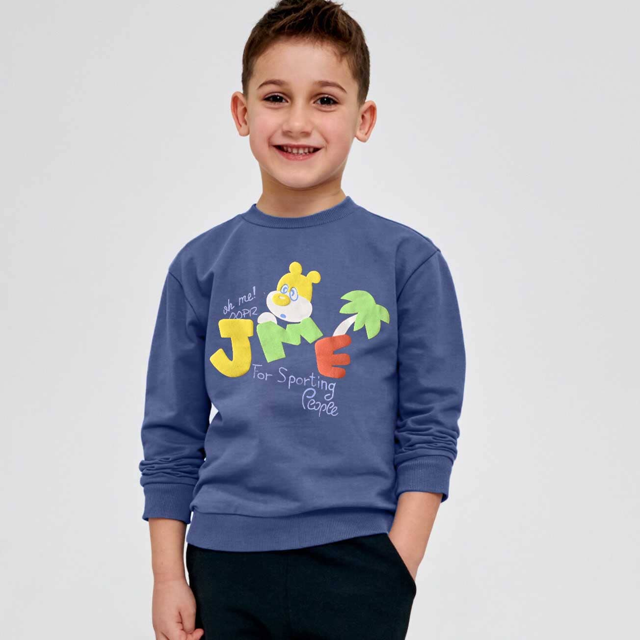 Minoti Kid's JME Printed Fleece Sweat Shirt Kid's Sweat Shirt ZBC Powder Blue 1-2 Years 