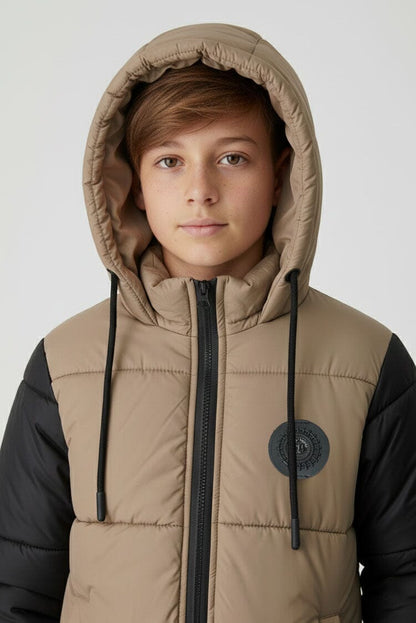 Boy's Hooded Contrast Puffer Jacket