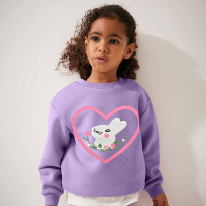 Minoti Kid's Rabbit Printed Fleece Sweat Shirt Kid's Sweat Shirt ZBC Purple 1-2 Years 