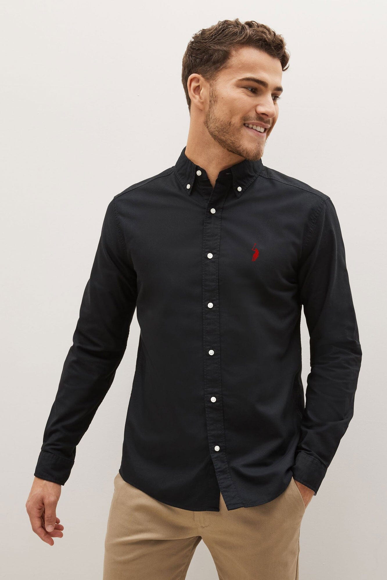 Polo Republica Men's Signature Pony Embroidered Solid Casual Shirt Men's Casual Shirt Polo Republica Black S 