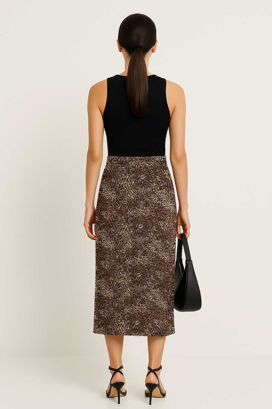 East West Women's Leopard Midi Wrap Skirt