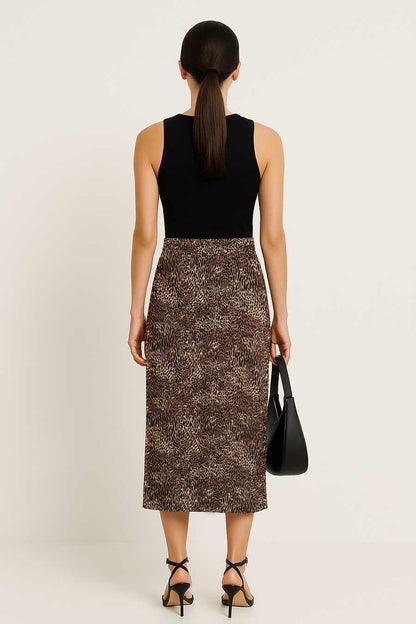 East West Women's Leopard Midi Wrap Skirt