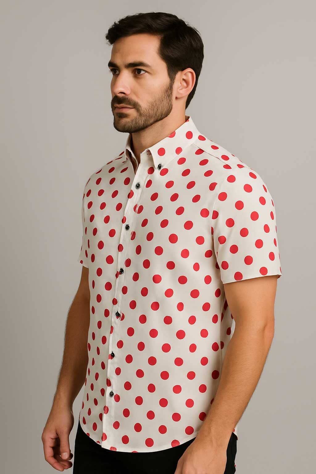 Gravity Men's Button Down Polka Dots Casual Shirt
