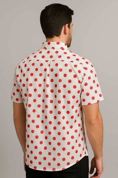 Gravity Men's Button Down Polka Dots Casual Shirt