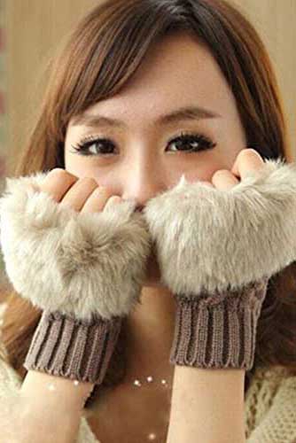 Women's Fingerless Fur Gloves Gloves RAM 