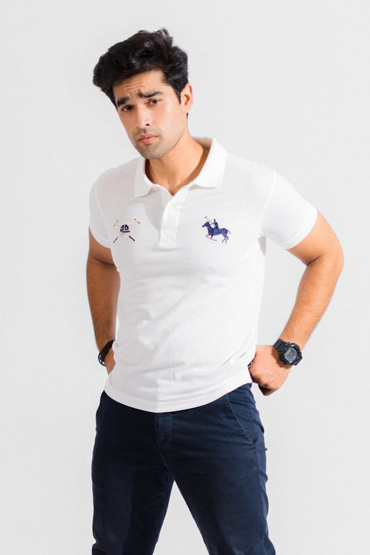 Polo Republica Men's Horse Rider & Mallet 8 Embroidered Short Sleeve Polo Shirt Men's Polo Shirt Polo Republica White S 