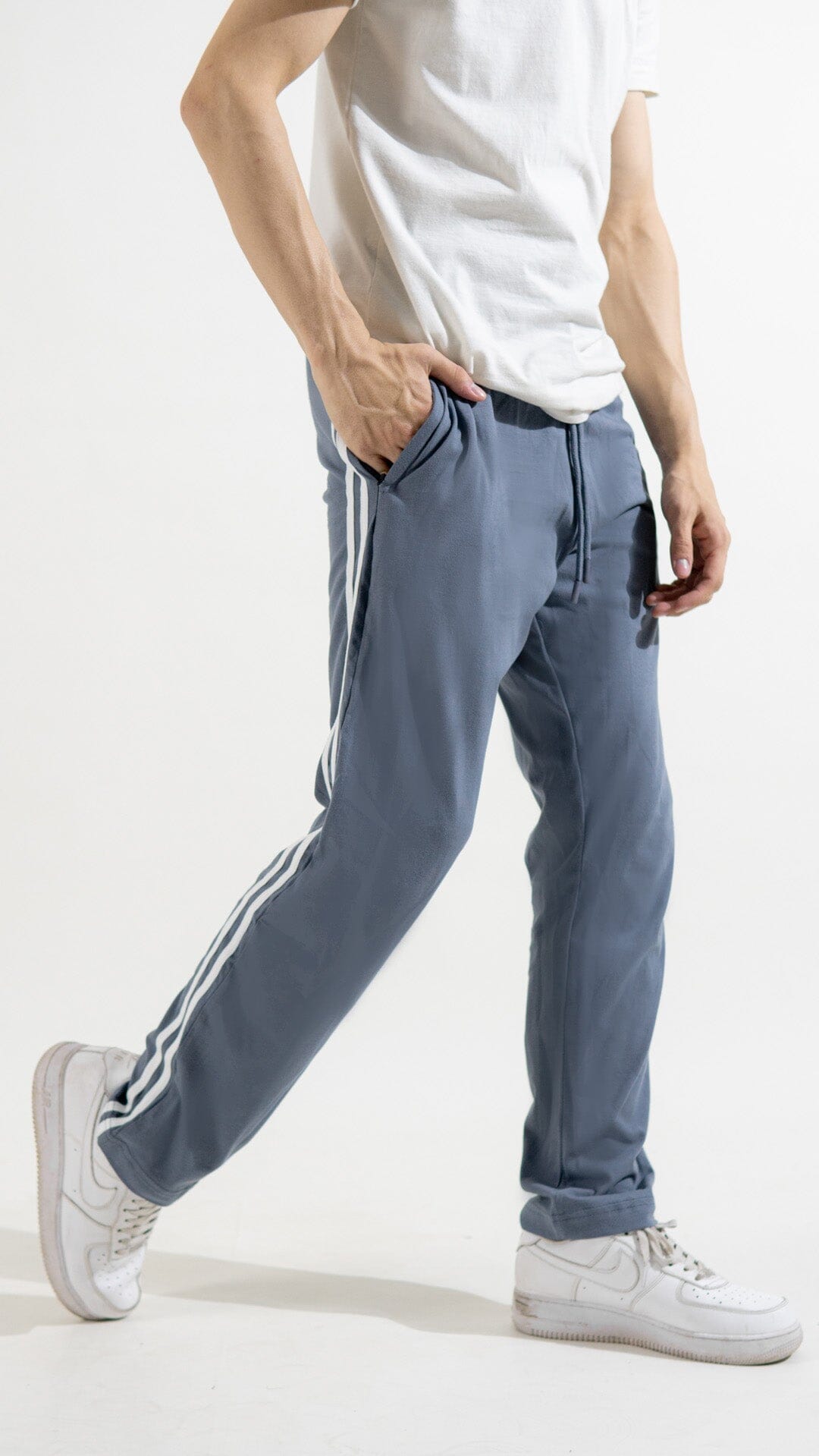 Heavy Cotton Jersey Slim-Fit Lounge Pants with Sporty Side Stripes Grey S 