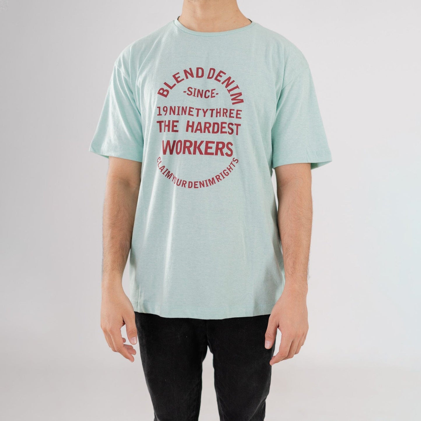 Blend Men's The Hardest Printed Tee Shirt Men's Tee Shirt IST Turquoise & Maroon S 