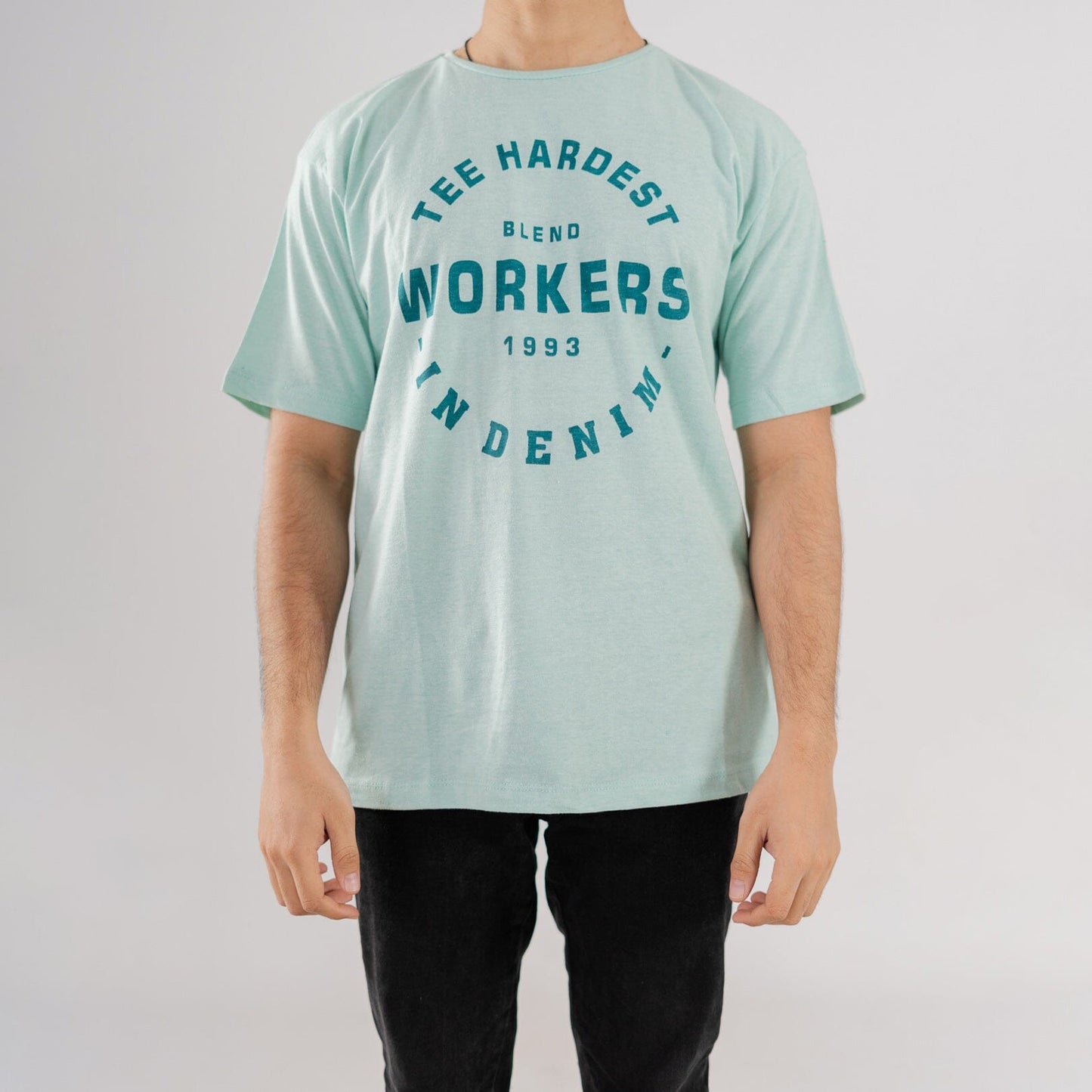 Blend Men's Workers Printed Tee Shirt Men's Tee Shirt IST Turquoise S 