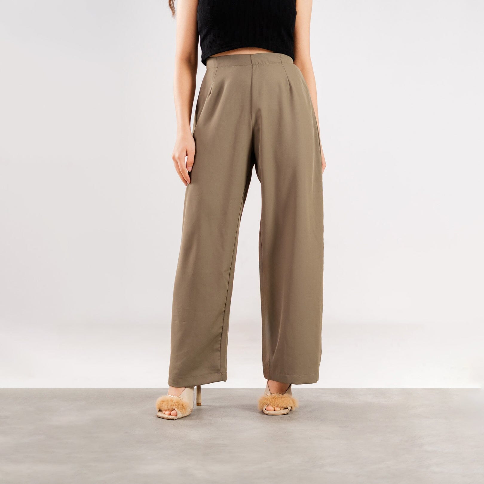 East West Women's Loose Straight Pants Women's Trousers East West Taupe XS 