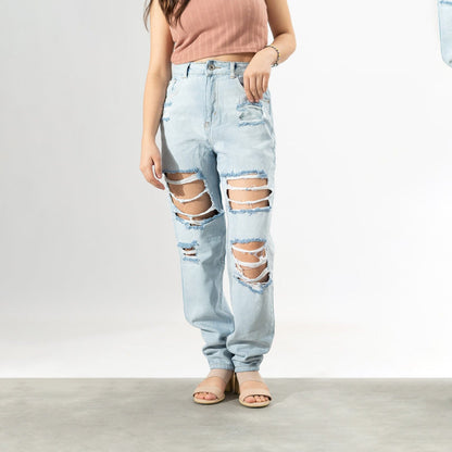 PLT Women's Distressed Classic Minor Fault Jeans Women's Denim HAS Apparel Sky 26 28