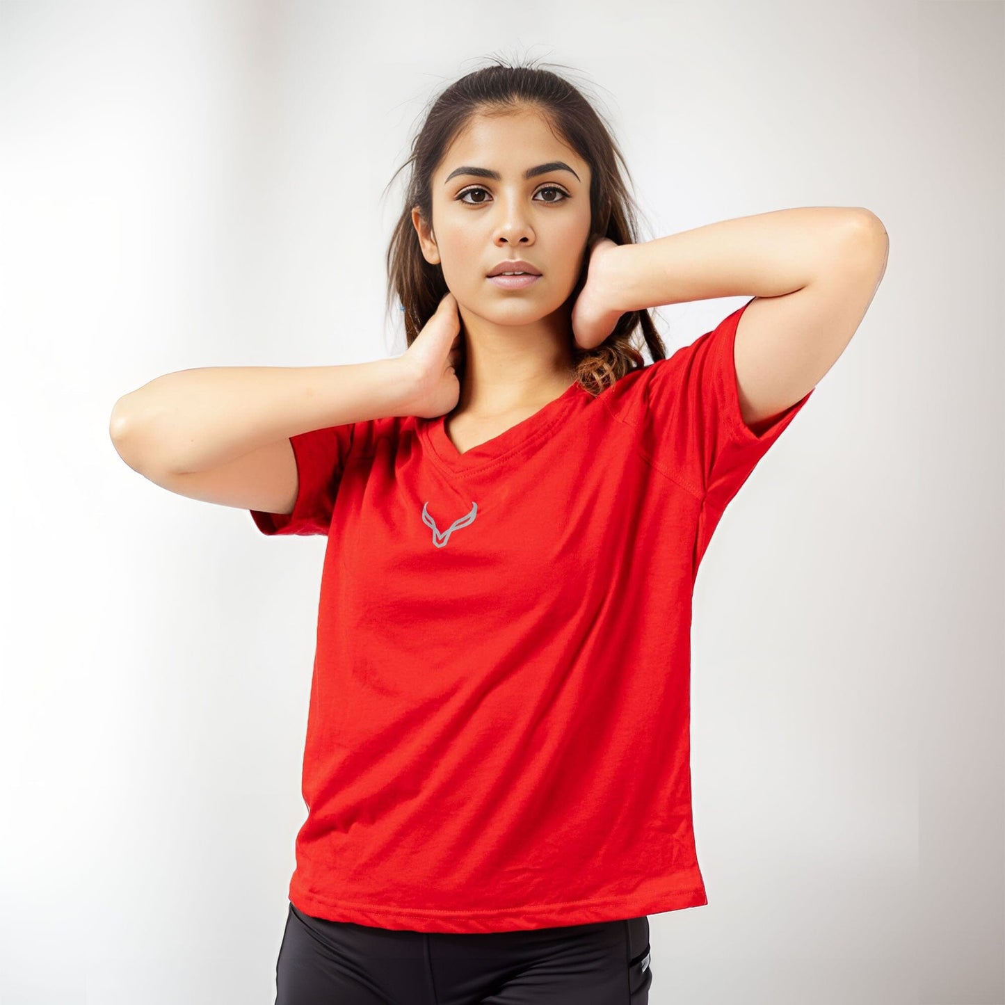 Polo Athletica Women's V-Neck Logo Reflector Short Sleeve Tee Shirt Women's Tee Shirt Polo Republica Red XS 