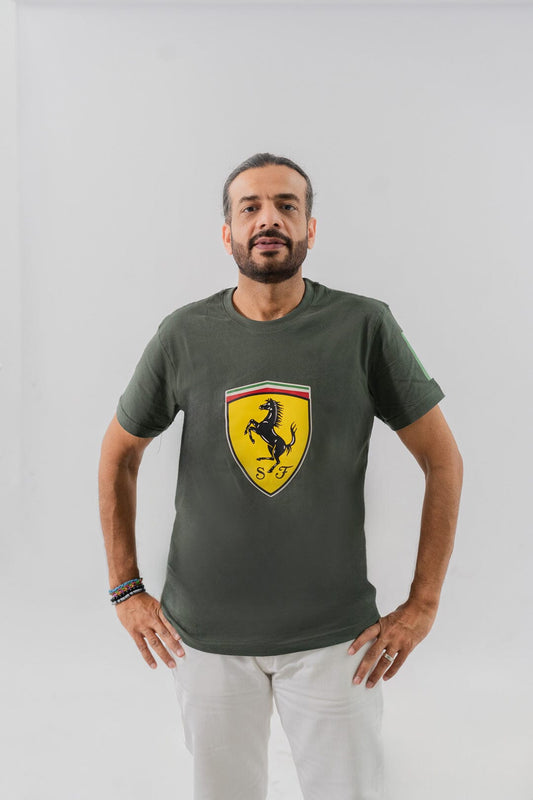 Polo Republica Men's PakWheels Ferrari Printed Crew Neck Tee Shirt Men's Tee Shirt Polo Republica 