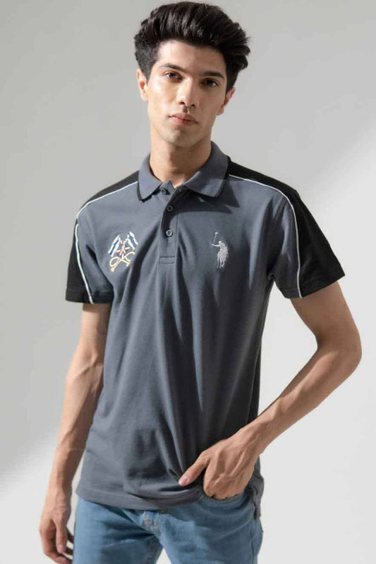 Polo Republica Men's Signature Pony & Flags Embroidered Contrast Panels Polo Shirt