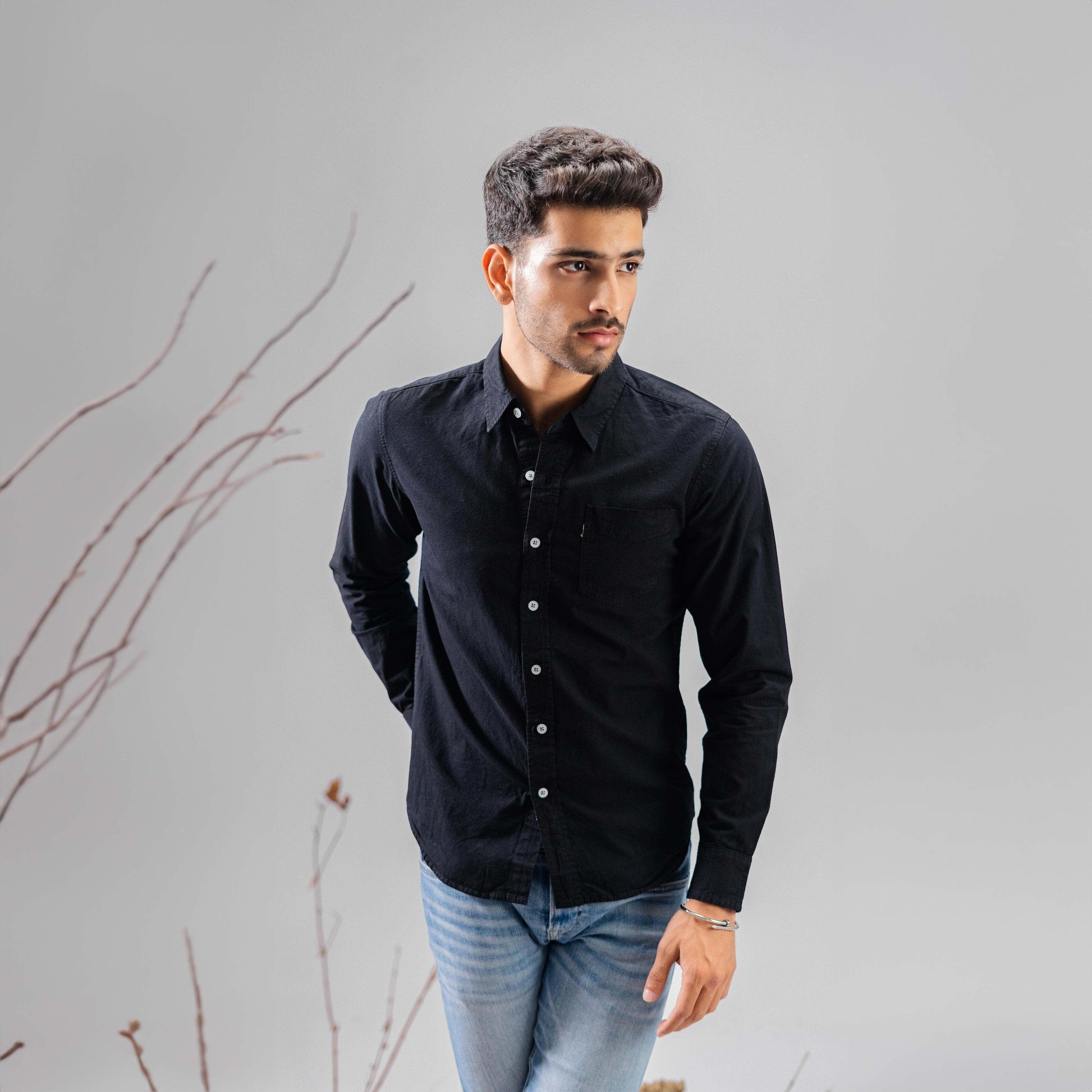 Cut Label Men's Amstetten Regular Fit Casual Shirt Men's Casual Shirt Minhas Garments Black S 