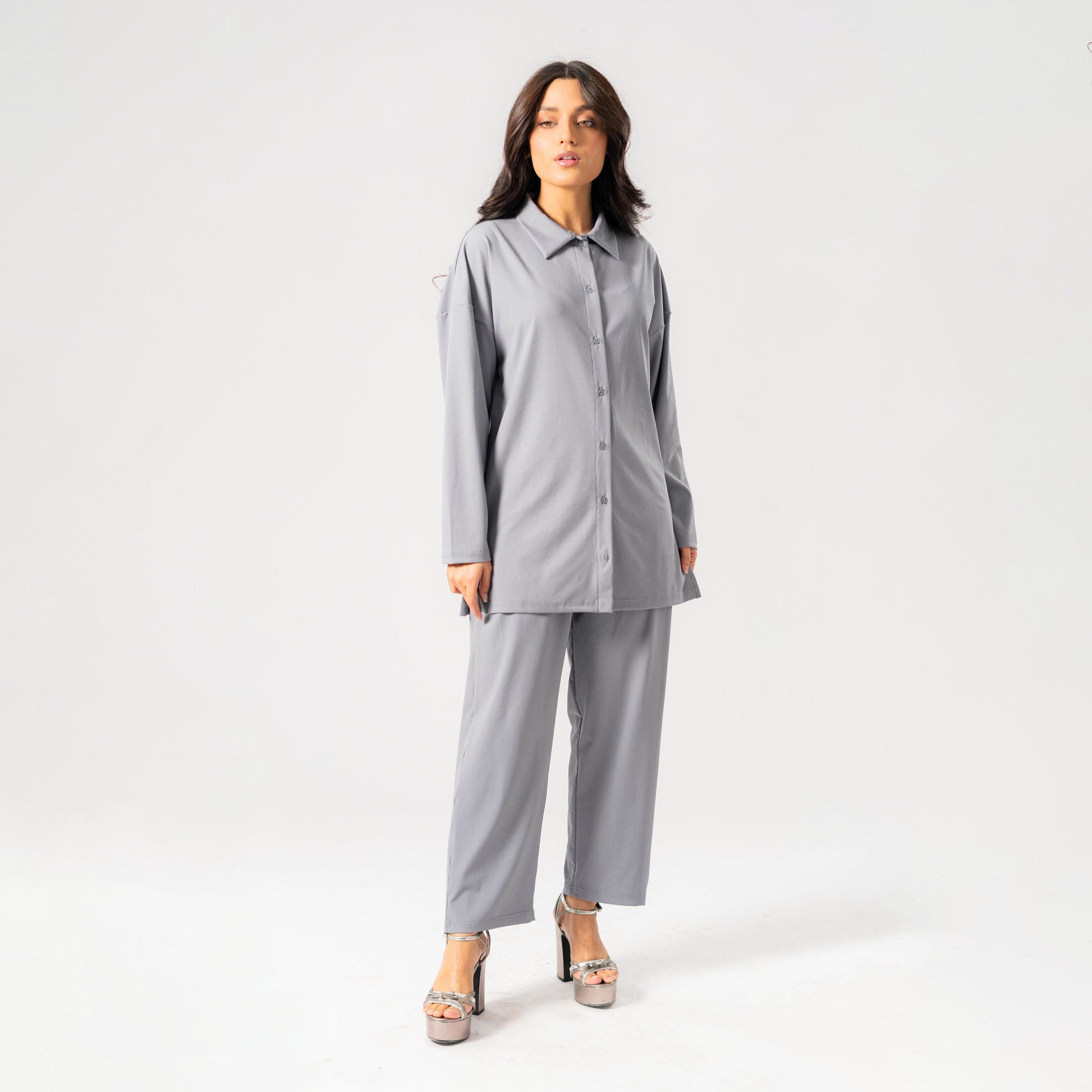 East West Women's Knitted Co-Ord Set Women's Co Ord Set East West Grey S 