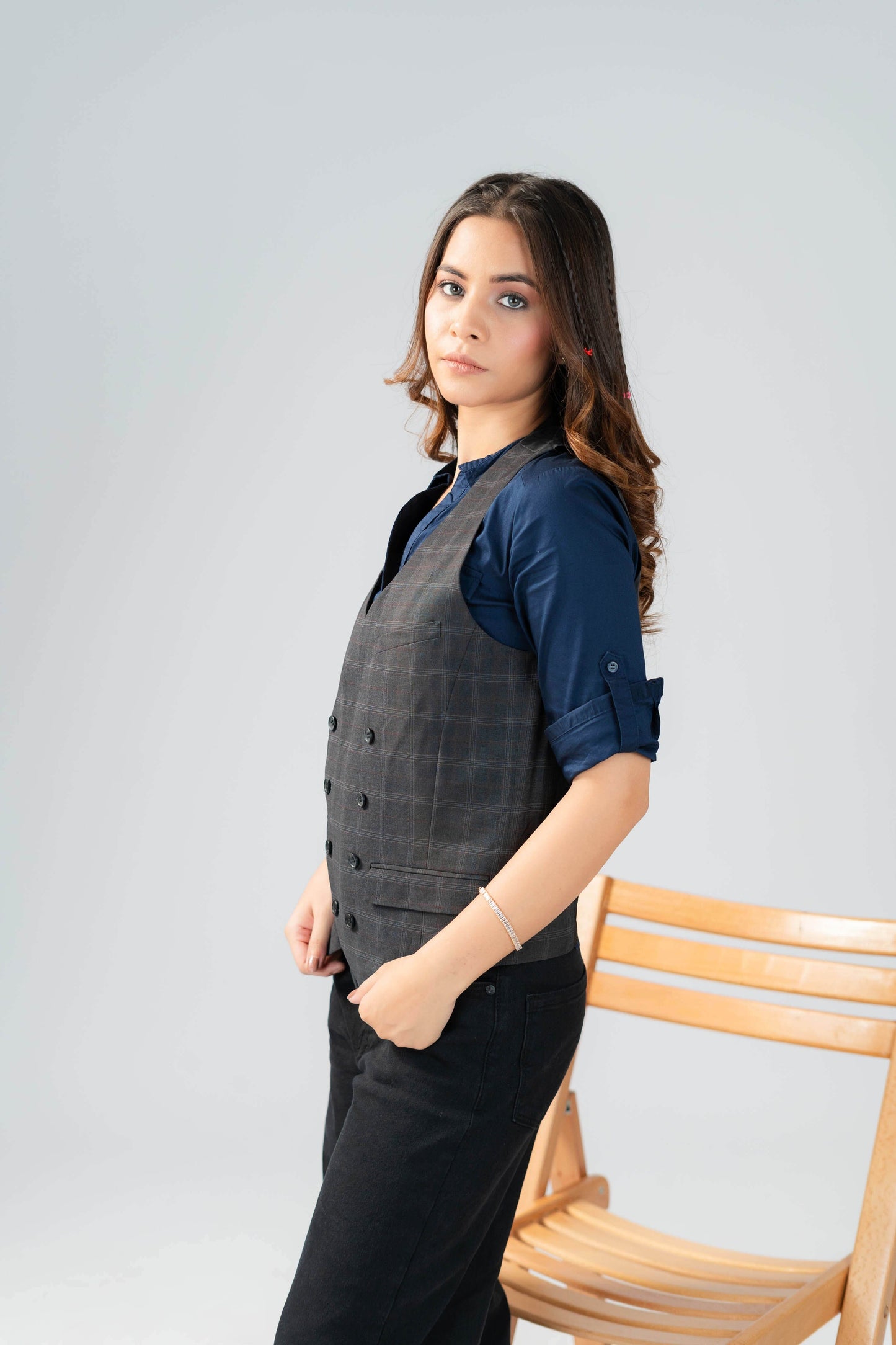 HM Women's Authentic Checked Waistcoat with Pockets 🧥🕴️🔥 Women's Waistcoat First Choice 