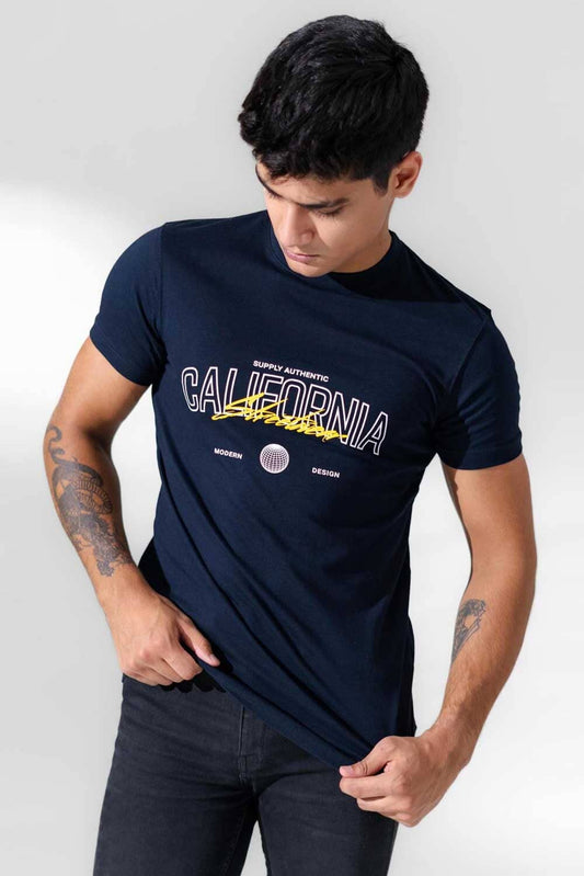 Polo Republica Men's Supply Authentic California Printed Crew Neck Tee Shirt