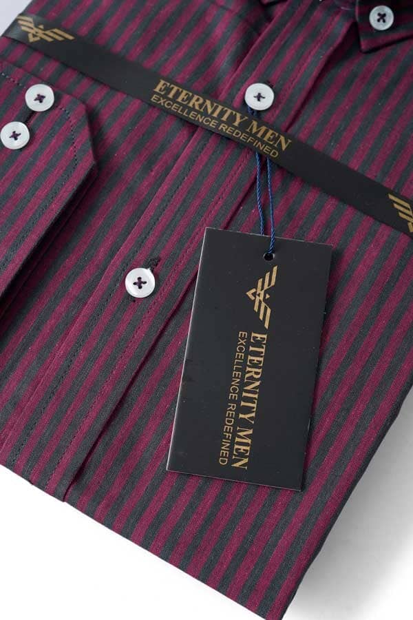 Eternity Men's Slim Fit Striped Casual Shirt