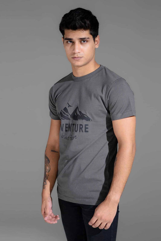 Polo Republica Men's Mountain Adventure Printed Crew Neck Tee Shirt