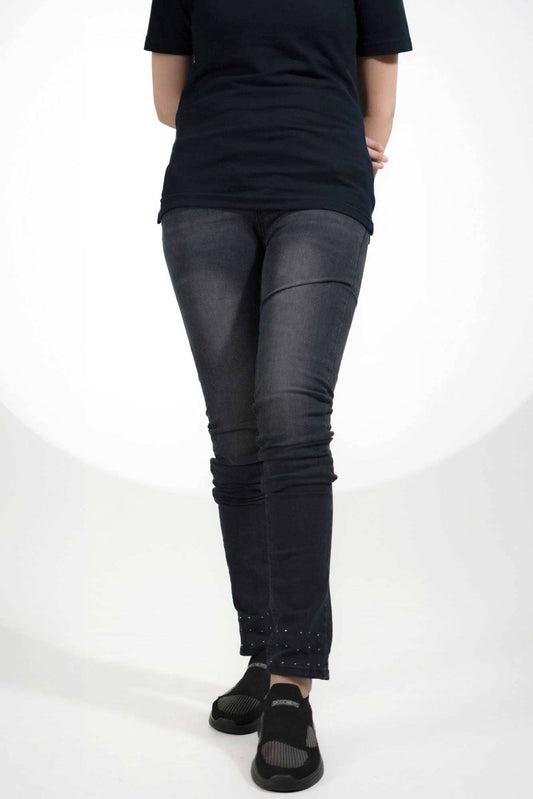 Women's Fashionista Bead-Embellished Denim Pants