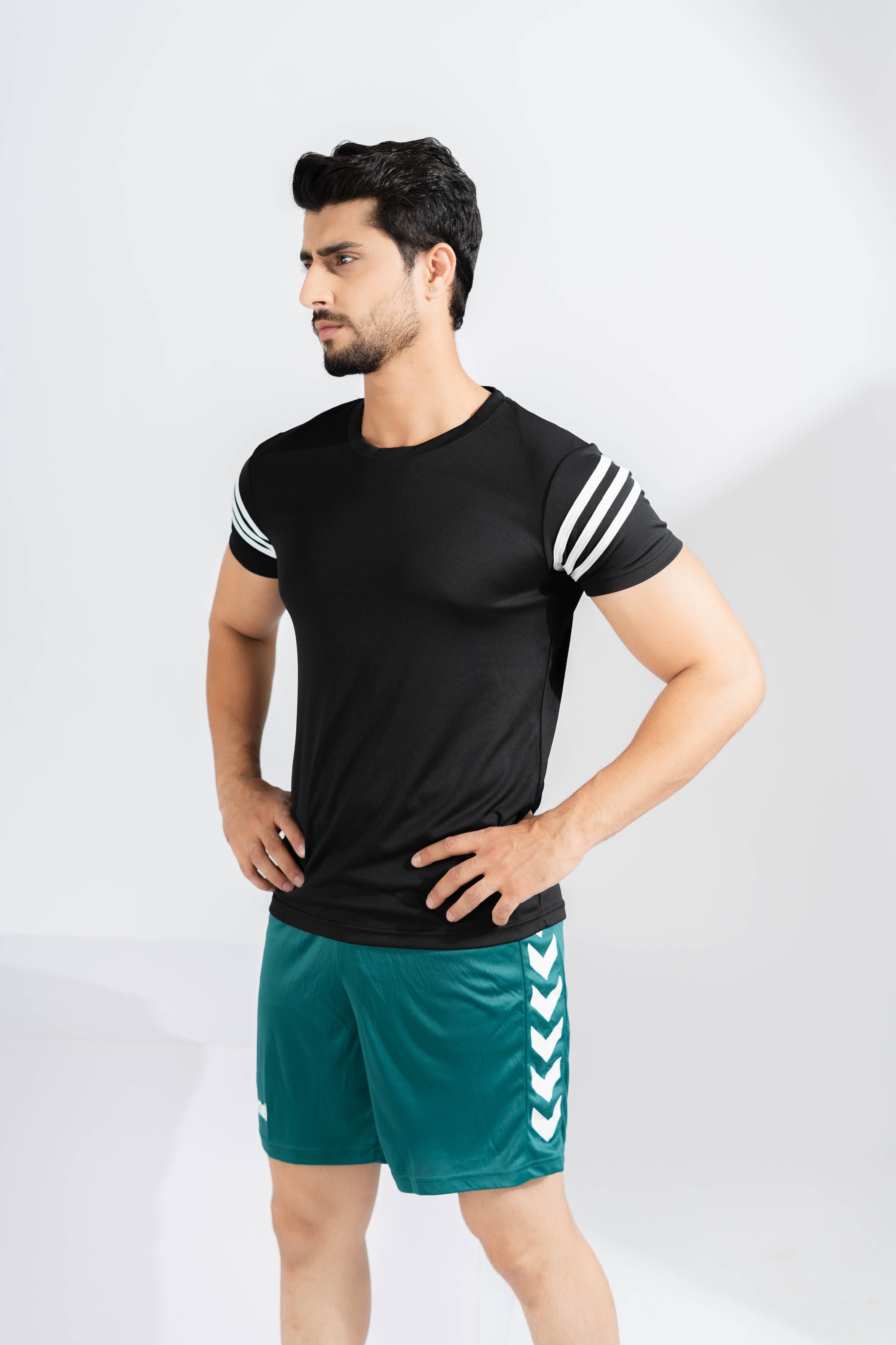 Polo Athletica Men's Shoulder Stripes Activewear Tee Shirt – elo