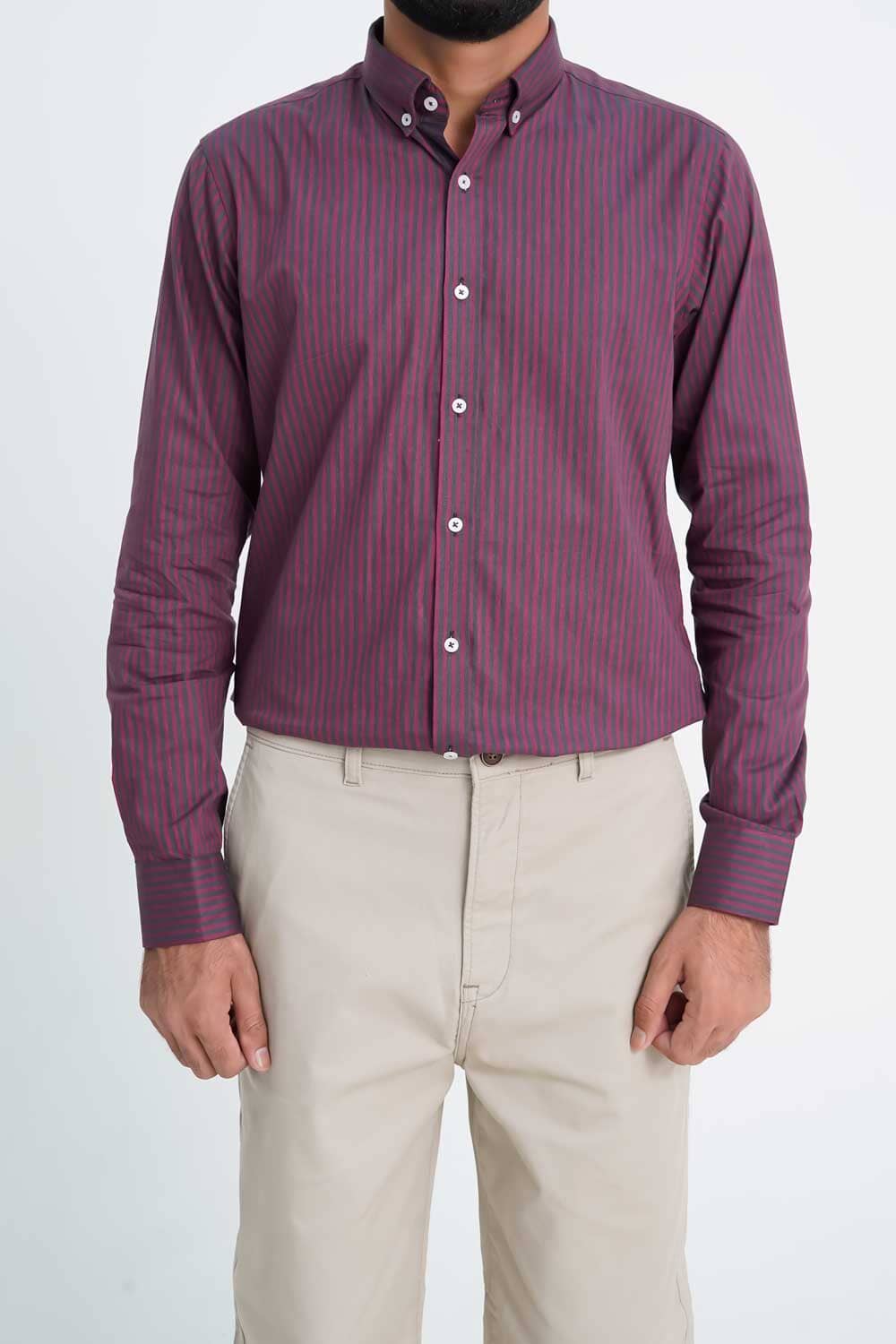 Eternity Men's Slim Fit Striped Casual Shirt