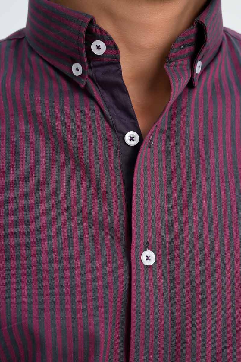 Eternity Men's Slim Fit Striped Casual Shirt