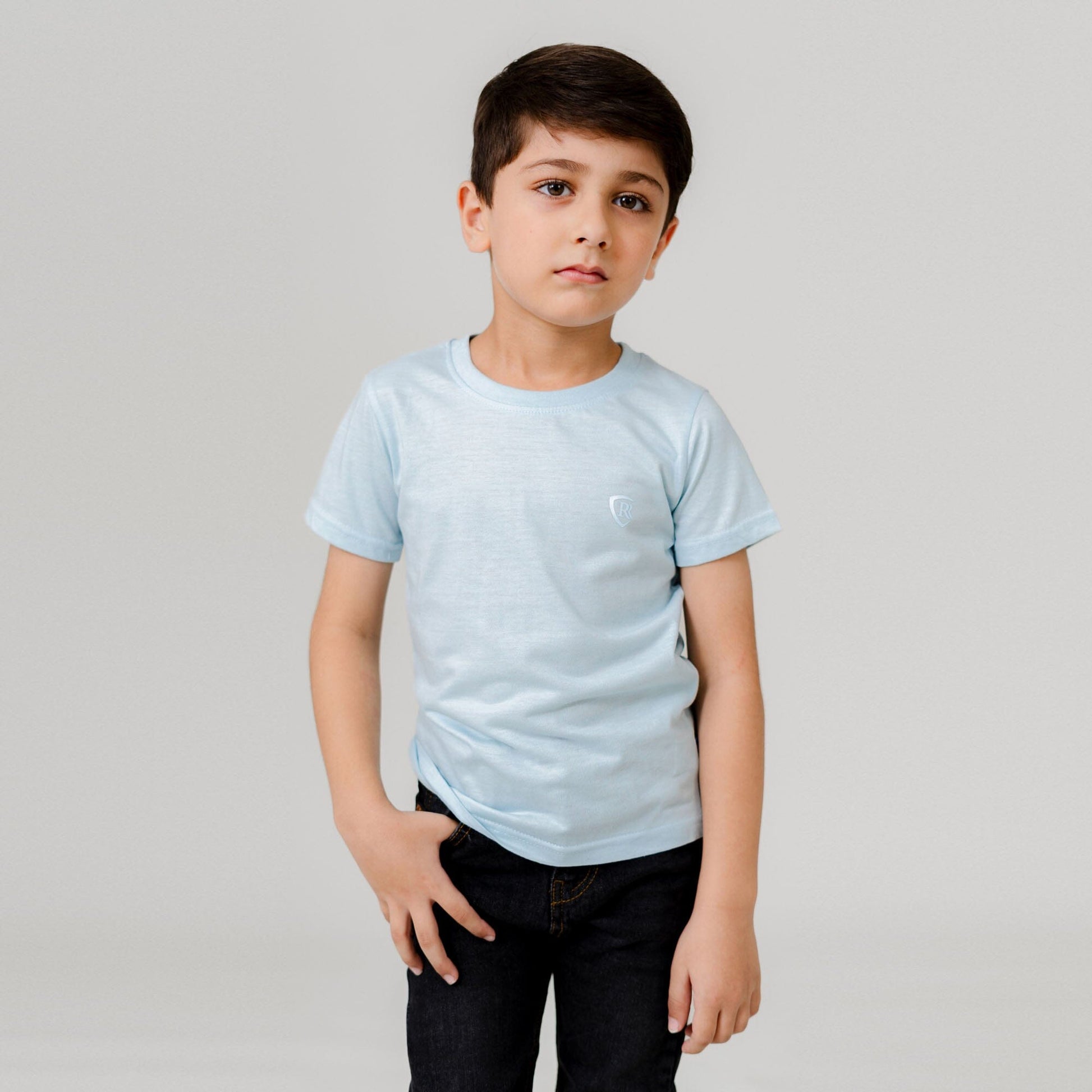 RR Kid's Logo Printed Short Sleeve Tee Shirt Boy's Tee Shirt Usman Traders Sky 2-3 Years 