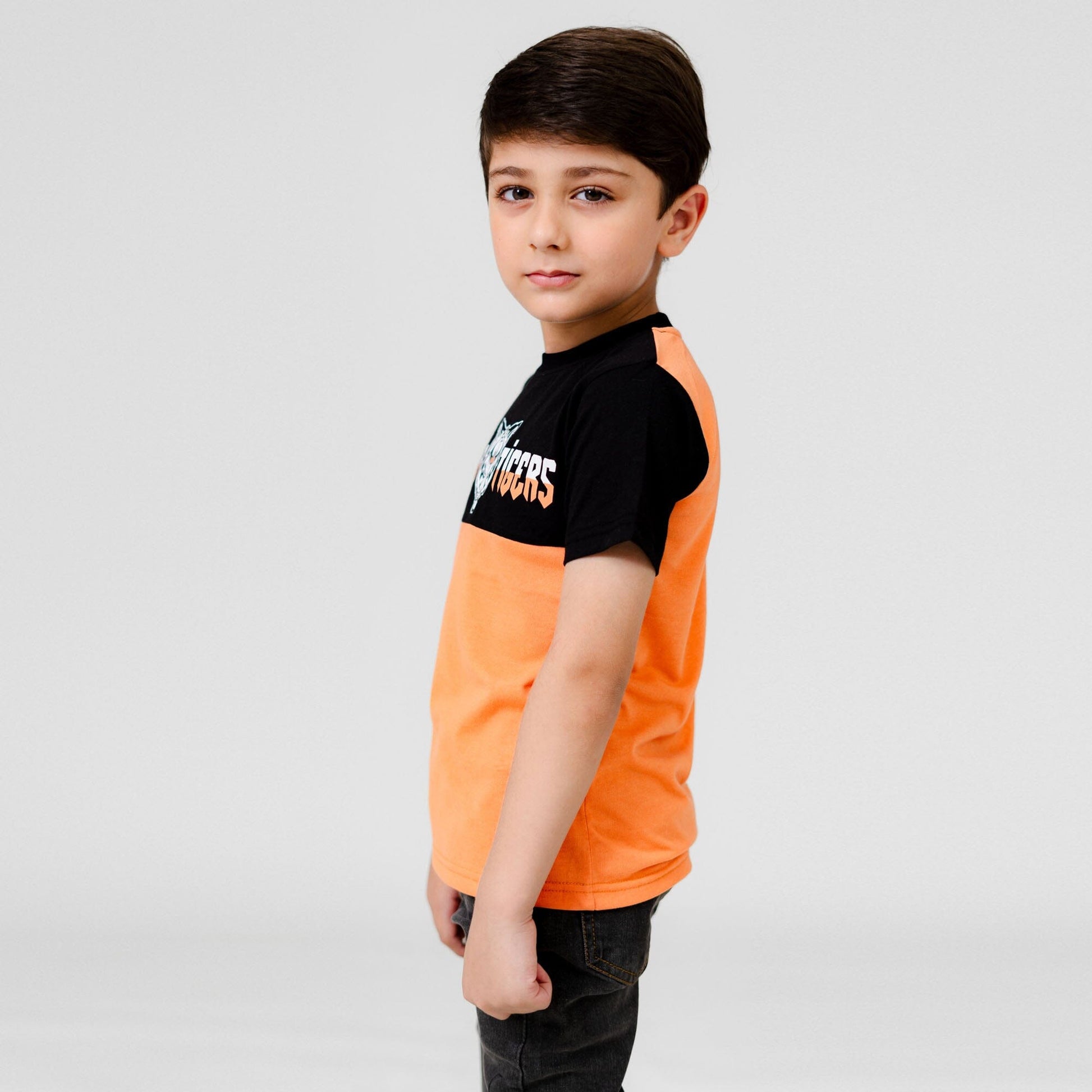 Cutie Kid's Waterford Tiger Printed Panel Design Tee Shirt Boy's Tee Shirt ZBC 