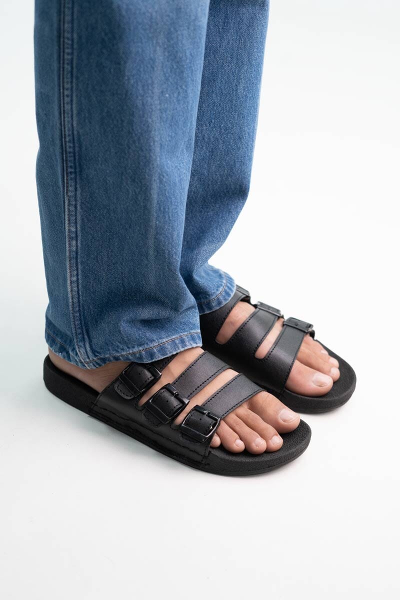 elo ATS Men's Triple-Strap Slides Black