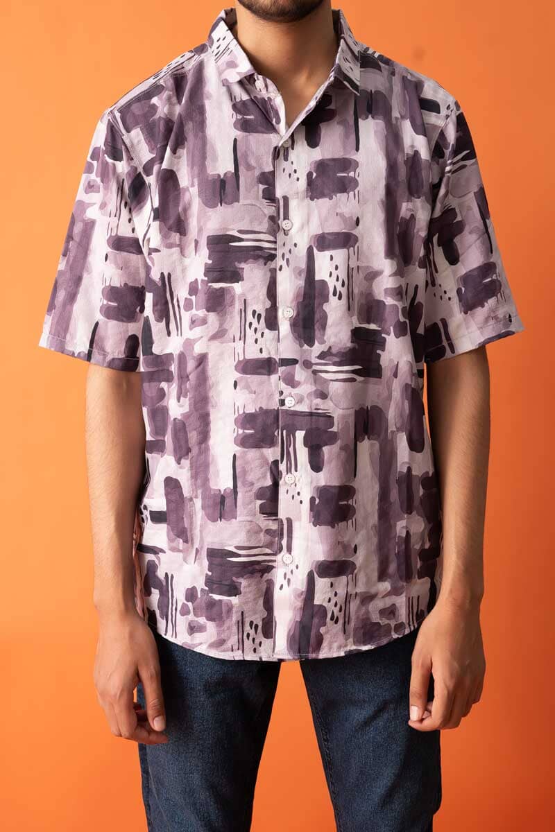 Gravity Men's Printed Short Sleeve Venice Casual Shirt